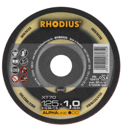 Disco Corte Rhodius XT70 Ø 115x1,0 Alphaline
